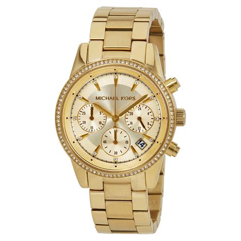 women's michael kors watch gold|Michael Kors chronograph gold.